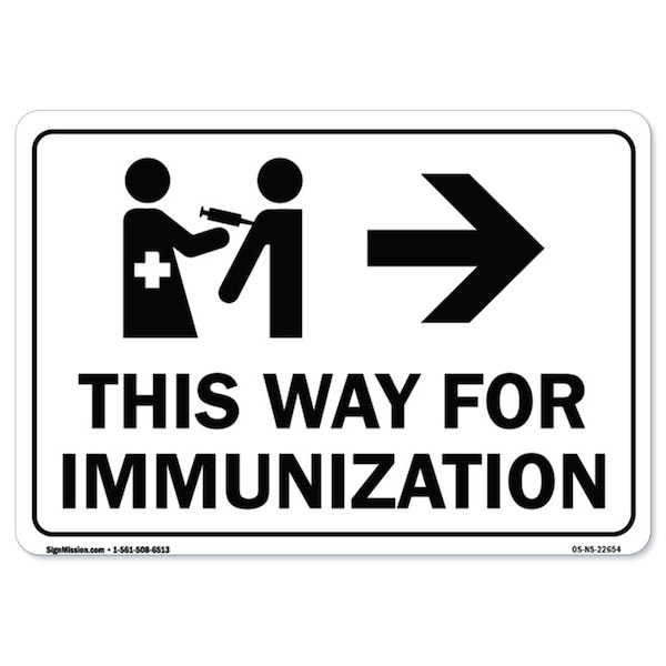 Public Safety, 48" Height, Decal, 36" x 48", This Way for Immunization Right Arrow